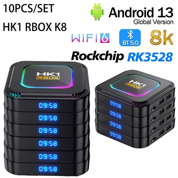 10 Шт./компл. HK1 RBOX K8 Android13 Smart TV BOX RK3528 BT 2.4G/5G WiFi6 8K UHD телеприставка Netflix Youtube Потоковые медиаплееры