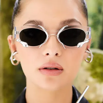 2шт Высококачественные солнцезащитные очки Spirit Snake для унисекс с кошачьими глазами, модные очки в стиле панк, защита от ультрафиолета, солнцезащитные очки Sense Of Future
