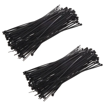 8-дюймовые пластиковые кабельные стяжки на молнии, 200 штук в упаковке (черные) Изображение 0