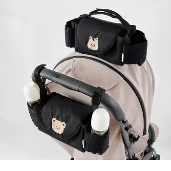 INS Сумка для детских подгузников Мультяшный медведь Белка L Сумка для коляски с вышивкой, органайзер, переносная сумка для хранения подгузников для мамы Изображение 0