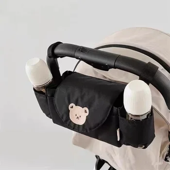 INS Сумка для детских подгузников Мультяшный медведь Белка L Сумка для коляски с вышивкой, органайзер, переносная сумка для хранения подгузников для мамы Изображение 1