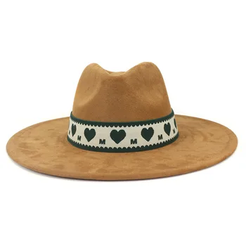 Ins2023 новая фетровая шляпа с большими полями, замшевая шляпа с полями 10 см для мужчин и женщин, шляпа на резинке с зонтиком, сомбреро hombre Изображение 1