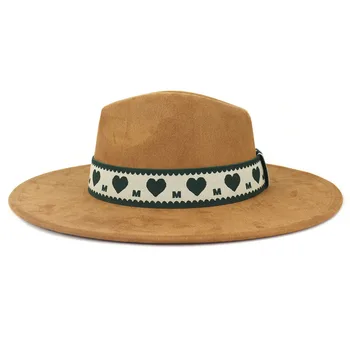 Ins2023 новая фетровая шляпа с большими полями, замшевая шляпа с полями 10 см для мужчин и женщин, шляпа на резинке с зонтиком, сомбреро hombre Изображение 2