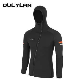 Oulylan Для подводного плавания, зимнего плавания, гидрокостюм, куртка с молнией спереди 1,5 мм, водолазный костюм для серфинга, утепленная толстовка с капюшоном