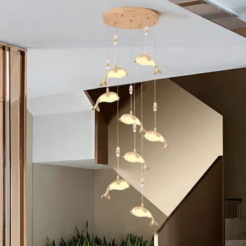SANDYHA Современные роскошные ретро-люстры, минималистичная креативная светодиодная лампа в форме кита для гостиной, столовой, подвесных светильников в стиле лофт
