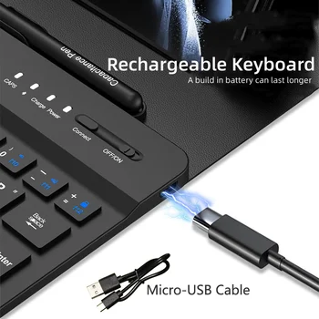 Беспроводная клавиатура Samsung Galaxy Z Fold 4 3 2 с магнитной откидной подставкой, кожаный чехол для клавиатуры со слотом для ручки и мыши Изображение 5