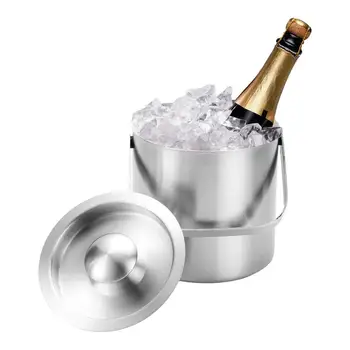 Ведерко для льда для вечеринок, Закрепленная ванна С ручкой для шампанского, вина, коктейлей, пива, Ведерки для льда для напитков С двойными стенками и крышкой для Изображение 0