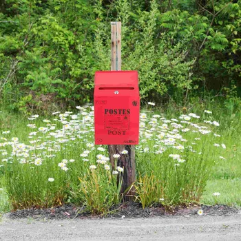 Винтажная почтовая почта Почтовый ящик Почтовый ящик для писем Ретро почтовый ящик Открытый Металлический почтовый ящик Изображение 1