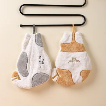 Детское полотенце для рук с милым котом, суперабсорбирующее кухонное полотенце из микрофибры, высокоэффективное полотенце для чистки посуды, Кухонные инструменты Ne Изображение 1