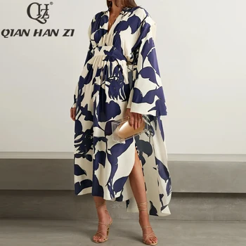 Дизайнер QHZ, стильная съемная накидка, длинное платье с рукавом 