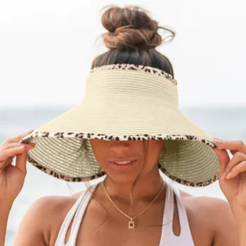 Женская летняя модная повседневная соломенная шляпа с бантом для пляжного отдыха, шляпа для рыбаков от солнца Изображение 5