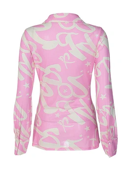 Женская рубашка на пуговицах Y2k с длинным рукавом, сексуальный прозрачный укороченный топ с низким вырезом, Винтажный цветочный принт, Приталенная блузка с лацканами