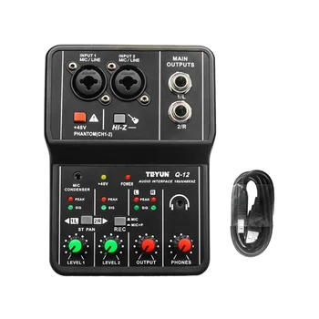 Звуковая карта TEYUN, аудиомикшер, 4-канальная звуковая плата с питанием 48 В, консоль, системный интерфейс, стереокомпьютер, звуковая карта
