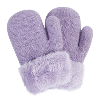 Зимние детские плюшевые перчатки с полными пальцами, эластичные трикотажные лыжные перчатки, костюм для девочек от 1 до 6 лет перчатки детские