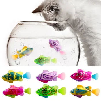 Игрушка для домашних кошек, светодиодный интерактивный плавающий робот-рыбка, игрушки для кошек, светящаяся электрическая рыбка, игрушка для стимулирования охотничьих инстинктов питомца Изображение 0