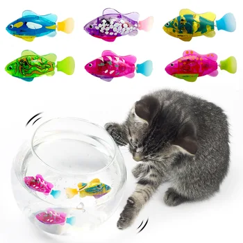 Игрушка для домашних кошек, светодиодный интерактивный плавающий робот-рыбка, игрушки для кошек, светящаяся электрическая рыбка, игрушка для стимулирования охотничьих инстинктов питомца Изображение 3