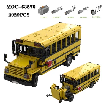 Классический 23-местный школьный автобус MOC-63570 Высококачественные детали реставрации 2929 шт. Модель для сращивания игрушек для взрослых и детей, подарок на день рождения