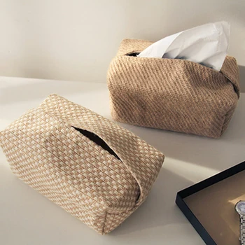Коробка для хлопчатобумажных льняных салфеток в японском стиле, держатель для салфеток, домашний обеденный стол в гостиной, бумажная коробка, сумка для хранения, держатель диспенсера Изображение 0