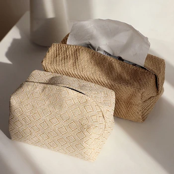 Коробка для хлопчатобумажных льняных салфеток в японском стиле, держатель для салфеток, домашний обеденный стол в гостиной, бумажная коробка, сумка для хранения, держатель диспенсера Изображение 3
