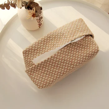 Коробка для хлопчатобумажных льняных салфеток в японском стиле, держатель для салфеток, домашний обеденный стол в гостиной, бумажная коробка, сумка для хранения, держатель диспенсера Изображение 5
