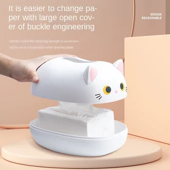 Креативная коробка для салфеток для кошек с держателем для зубочисток Высококачественный контейнер для хранения кухонных салфеток Коробка для туалетной бумаги Украшение дома Изображение 3