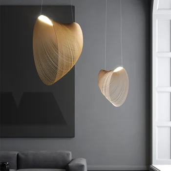 Лампа для спальни в скандинавском постмодерне персонализированное творчество простое освещение для гостиной и столовой художественная люстра из натурального дерева Изображение 0