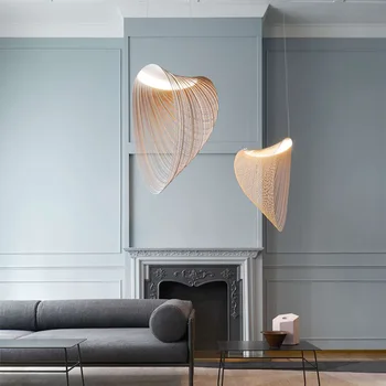 Лампа для спальни в скандинавском постмодерне персонализированное творчество простое освещение для гостиной и столовой художественная люстра из натурального дерева Изображение 1