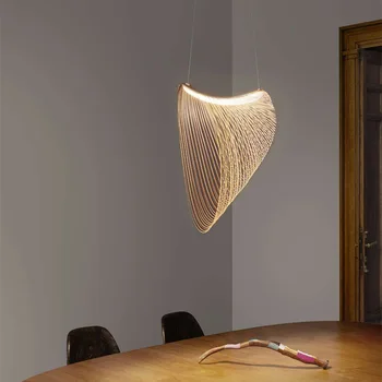 Лампа для спальни в скандинавском постмодерне персонализированное творчество простое освещение для гостиной и столовой художественная люстра из натурального дерева Изображение 3