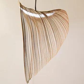 Лампа для спальни в скандинавском постмодерне персонализированное творчество простое освещение для гостиной и столовой художественная люстра из натурального дерева Изображение 5