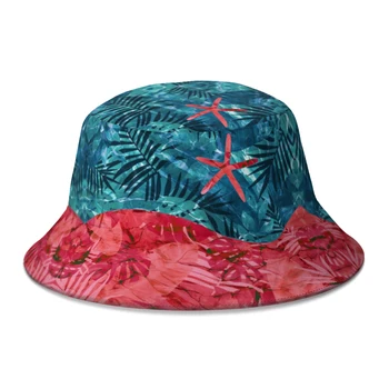 Летние пляжные шляпы-ведерки с тропическим рисунком, женская летняя Солнцезащитная панама, солнцезащитная кепка, мужская уличная одежда, рыболовные шляпы рыбака