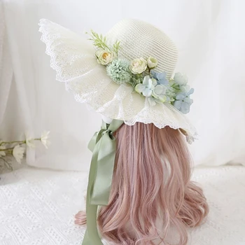 Летняя соломенная шляпа для взрослых, женская солнцезащитная шляпа для отдыха с цветочным декором