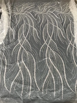 Морден Вышитая Тюлевая Сетчатая Ткань JIANXI.C-1306.4015 С Бисером, Французскими Блестками, Сетчатое Кружевное Свадебное Платье