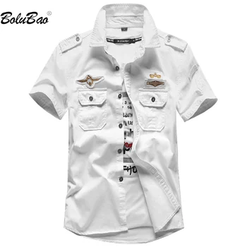Мужская повседневная рубашка BOLUBAO 2023, уличная одежда в стиле милитари, короткий рукав, высококачественная дизайнерская рубашка для мужчин