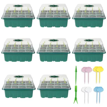 Набор лотков для рассады с прозрачной крышкой Многоразовый Пластиковый лоток для рассады Стартовый набор для растений Воздухопроницаемый размножитель семян и Изображение 1
