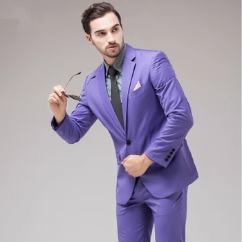 Новейший Фиолетовый Мужской костюм 2023 Slim Fit Skinny Смокинг Жениха Для Выпускного Вечера, Свадебной вечеринки, Мужские Костюмы Terno Masuclino, 2 предмета (Блейзер + брюки) Изображение 0