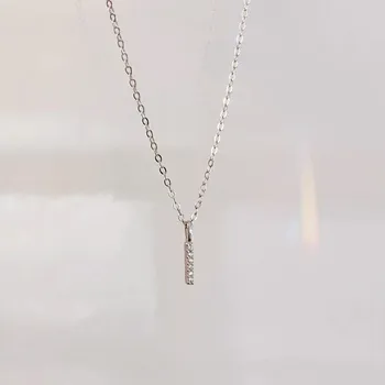 Новые реальные 925 стерлингового серебра Циркон прямоугольник кулон ожерелья для женщин партии ol ювелирные изделия минималистский модные аксессуары Изображение 5