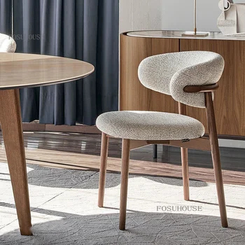 Обеденные стулья из массива дерева в скандинавском стиле для кухни, современный легкий Роскошный дизайнерский стул Из ткани, наборы для столовой, мебель для дома Z Изображение 0