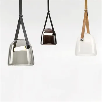 Постмодернистские Стеклянные подвесные светильники Mona Led Подвесной светильник на ремне для гостиной, кухонных светильников, подвесного светильника для домашнего декора Изображение 3