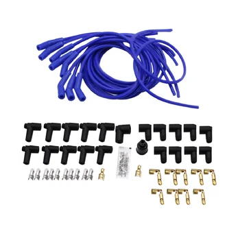 Провода для свечей зажигания Спиральный сердечник 8,5 мм Синий 45/135 градусов Комплект проводов для оболочки свечи зажигания для Chevrolet Ford Изображение 0