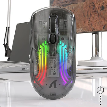 Проводная беспроводная прозрачная мышь с регулируемой подсветкой RGB, игровая мышь с отключением звука, Bluetooth-совместимая мышь с отключением звука для настольного ноутбука