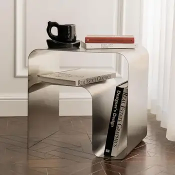 Ретро минималистичный прикроватный столик из нержавеющей стали, домашний креативный шкаф для хранения декоративного столика, прикроватный столик