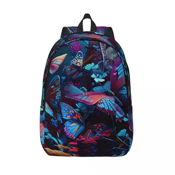 Рюкзак для ноутбука, уникальная школьная сумка с блестящими бабочками, прочный студенческий рюкзак для мальчиков и девочек, дорожная сумка