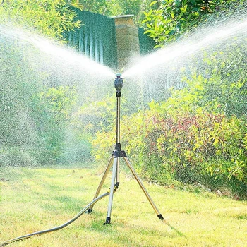Садовый Автоматический Вращающийся разбрызгиватель, штатив из нержавеющей стали, стойка для орошения 360-градусной струей воды, инструмент для разбрызгивания садового газона Изображение 2
