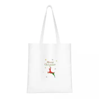 Сумки для покупок с рождественским оленем, холщовая сумка-тоут, сумки для покупок, складная многоразовая женская повседневная сумка-тоут, дорожная сумка