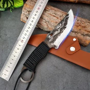 Уличный нож Full Tang, кухонные ножи с ручкой из нержавеющей стали, сверхмощный нож шеф-повара для разделки костей, охотничьи разделочные ножи для мясников Изображение 0
