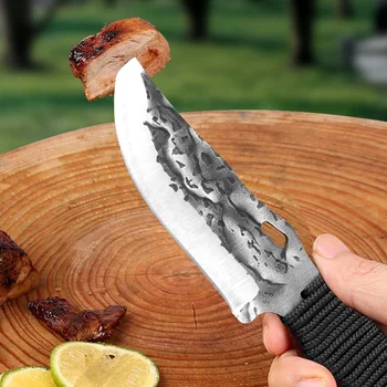 Уличный нож Full Tang, кухонные ножи с ручкой из нержавеющей стали, сверхмощный нож шеф-повара для разделки костей, охотничьи разделочные ножи для мясников Изображение 2
