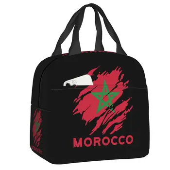 Флаг Марокко Ланч-Бокс Герметичный Марокканский Гордый Теплый Охладитель Термальная Пищевая Изолированная Сумка для Ланча для Женщин Многоразовые Сумки-Тоут
