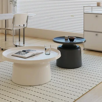 Чайные столики в скандинавской гостиной, круглый современный маленький журнальный столик в центре пола, Передвижной столик для гостиной, мебель для гостиной в стиле Бас-пур