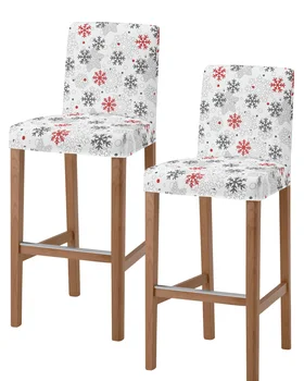 Чехлы для барных стульев в виде снежинок на Рождество, Короткая спинка, эластичный чехол для барного стула, чехлы для стульев без подлокотников, чехол для офисных сидений Изображение 0