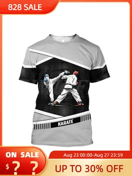 Японская Тренировочная футболка, Мужские Футболки с 3D принтом Карате, Топы Оверсайз, Высококачественная Спортивная одежда с короткими рукавами, Мужская быстросохнущая Футболка Изображение 3